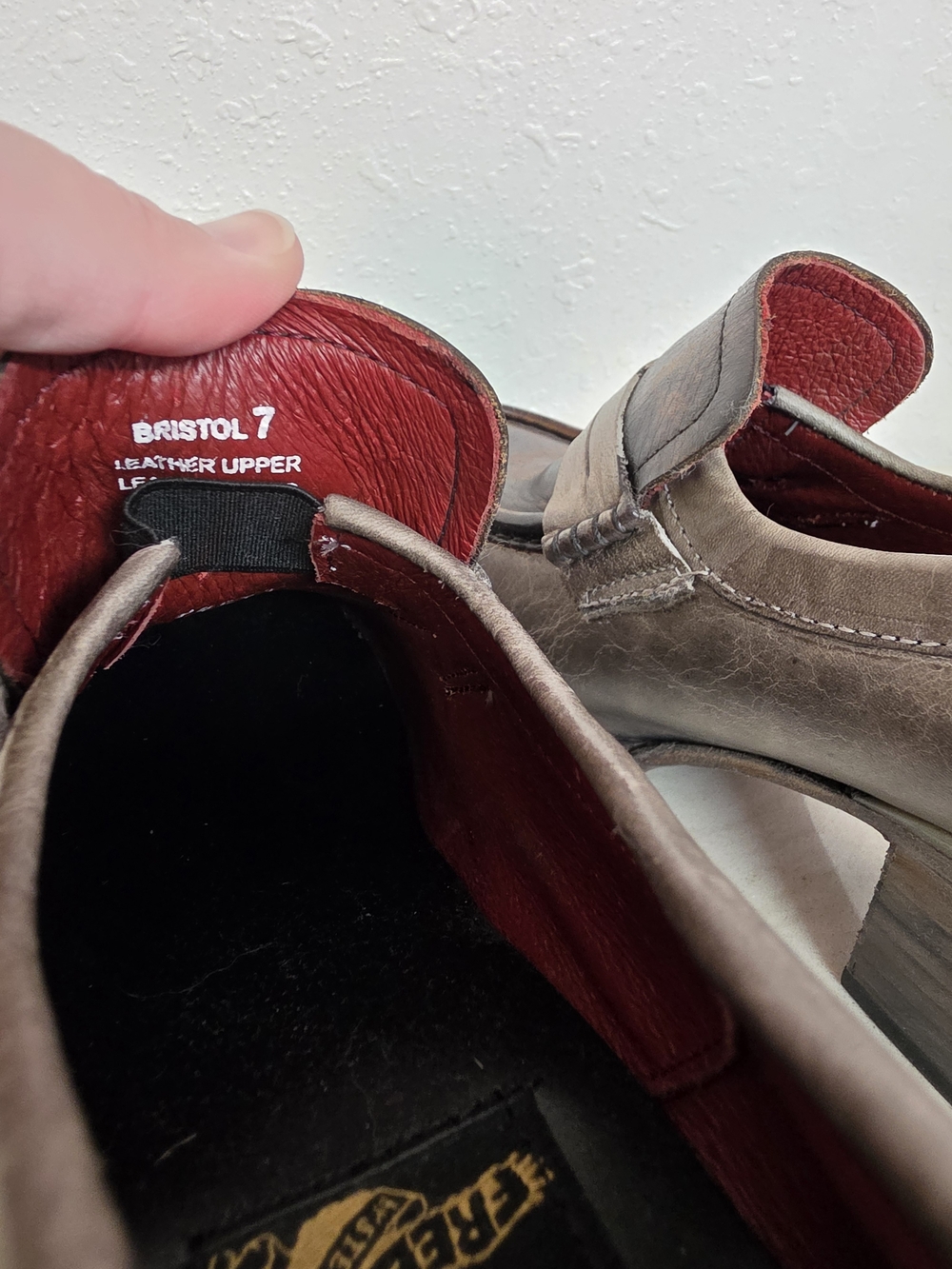 Freebird by Steven Bristol Leather Heeled Loafers Distressed Taupe Brown Sz 7 - Picture 7 of 8